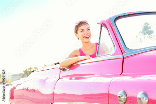 Photo: Vintage retro car woman Vintage retro car woman