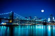 Night Scene Brooklyn Bridge and New York City