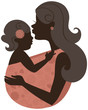 Beautiful mother silhouette with baby in a sling