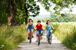 Family riding bikes