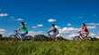 Family riding bikes
