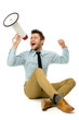 Photo: Man shouting through megaphone Man shouting through megaphone