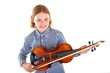 Foto: Kind mit Violine vor Weiss Kind mit Violine vor Weiss