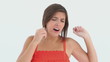 A cute girl yawns as she is tired