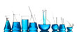 Test-tubes with blue liquid isolated on white