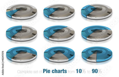 Ilustração: business statistics, pie charts set over white business statistics, pie charts set over white