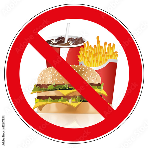 Vektor: Schnellimbiss - Fastfood - Hamburger Pommes Cola Verbot Schnellimbiss - Fastfood - Hamburger Pommes Cola Verbot