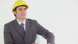 Video: Smiling businessman reading blueprints Smiling businessman reading blueprints