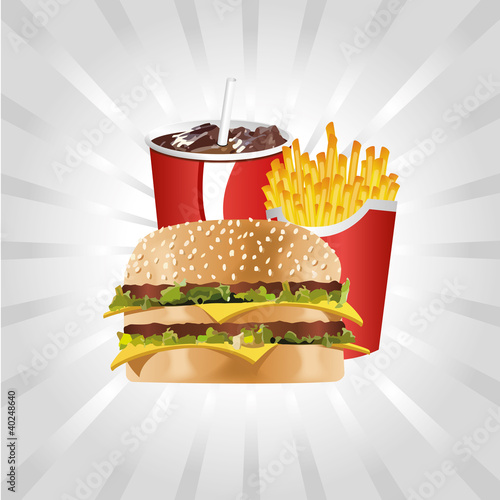 Vektor: Schnellimbiss - Fastfood - Hamburger Pommes Cola 5 Schnellimbiss - Fastfood - Hamburger Pommes Cola 5