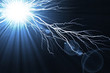 Electric  flash of lightning on a blue background