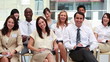 Front view of smiling business people