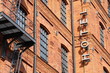 Hotel sign. Historic factory building style.