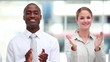 Video: Smiling business people in line applauding Smiling business people in line applauding