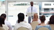 Confident businessman giving a speech