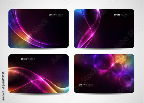 Vector: Colorful business cards with magic light and bright colors Colorful business cards with magic light and bright colors