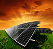 Solar energy panels in the setting sun