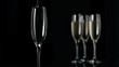White wine flowing in super slow motion in flute