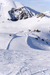 Ski run and hut in Alps