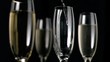 White wine flowing in super slow motion in flute