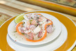 Spanish seafood salad appetizer tapas shrimp ocotpus caracol c