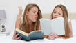 Peaceful women reading books together