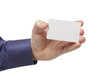 empty white business cards in a man's hand
