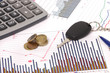Foto: graphics with calculator and car key and money graphics with calculator and car key and money