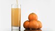 Orange juice in super slow motion filling a glass