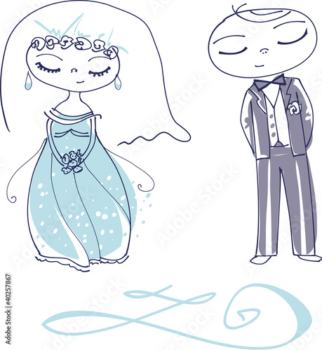 Vector cute wedding 01