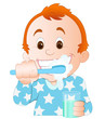 Vector: Cartoon Kid Brushing Teeth Cartoon Kid Brushing Teeth