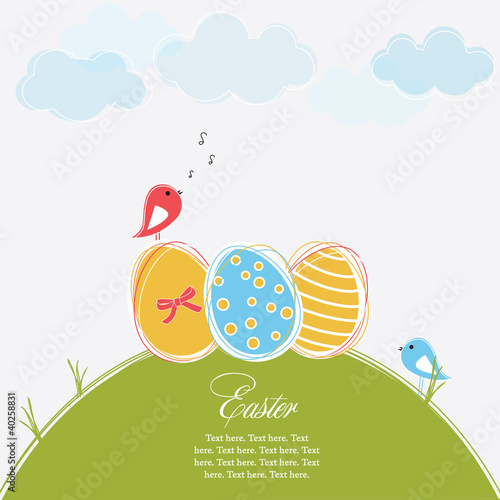 Vector: Easter card with birds Easter card with birds