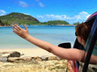 Girl driver came to the sea shore