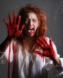 Photo: Horror Themed Image With Bleeding Freightened Woman Horror Themed Image With Bleeding Freightened Woman