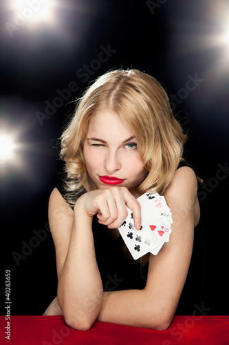 Photo: young girl playing in the gambling young girl playing in the gambling
