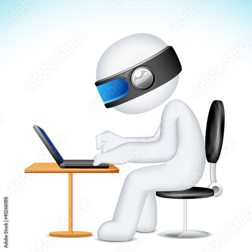 Vector: 3d Man working on Laptop in Vector 3d Man working on Laptop in Vector