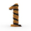 Texteffekt Haare Tiger Zahl 1