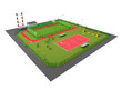 Sport field 3d model isolated on white