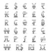 Silver currency symbols of the world