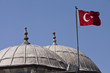 Turkish flag in a mosque's courtyard