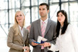 Young man and woman at airport