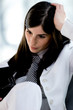 Young woman reading book