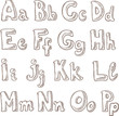 Handwritten alphabet in sketch style A-P