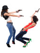 Girls playing with toy guns
