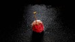 Time-lapse strawberry berry inside of melting ice cube Time-lapse strawberry berry inside of melting ice cube