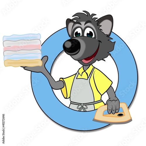 Illustration: Waschbär im Wäscheservice Waschbär im Wäscheservice