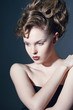 Closeup portrait of a sexy young caucasian woman with red lips
