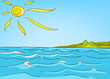 Vektor: Cartoon Nature Landscape Sea Cartoon Nature Landscape Sea