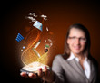 Business woman holding a mobile phone