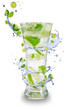 Fresh mojito drink with splash spiral around glass.