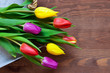 Tulips on a rustic background